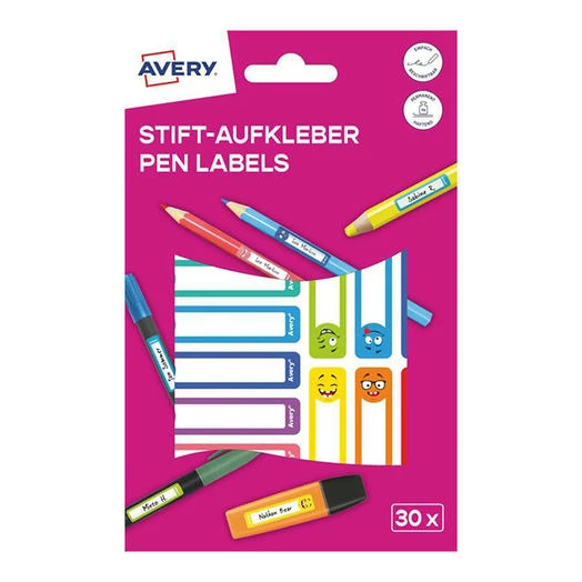 Etikett AVERY 50 mm x 10 mm tollcímke színes vicces 30 címke/csomag 2 íves