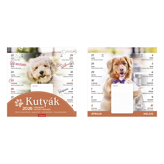 Falinaptár mágneses TOPTIMER T090 220x220mm Kutyák 2026.