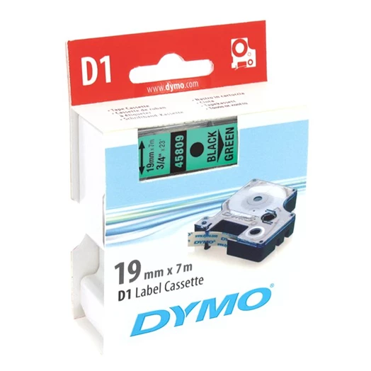 Feliratozó szalag DYMO D1 19mm x 7m zöld alapon fekete írásszín