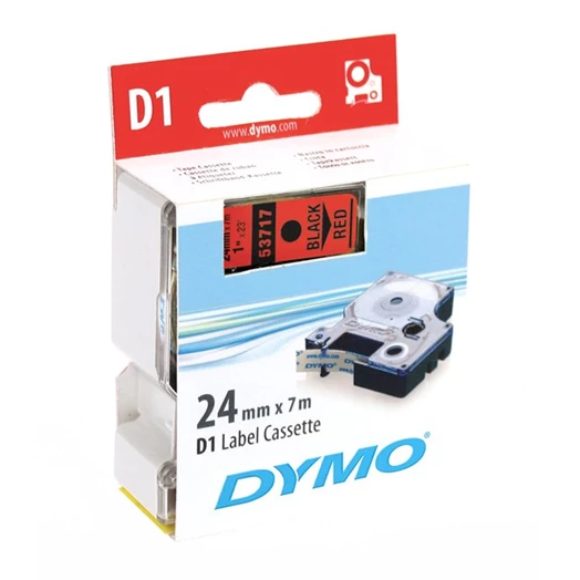 Feliratozó szalag DYMO D1 24mm x 7m piros alapon fekete írásszín