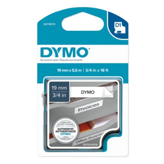 Feliratozó szalag DYMO ID1 19mm x 5,5m poliészter fehér alapon fekete írásszín