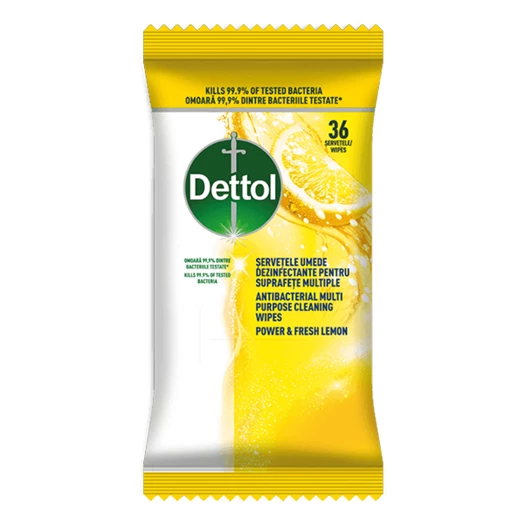 Fertőtlenítő törlőkendő DETTOL Power&Fresh citrom és lime 36 darabos