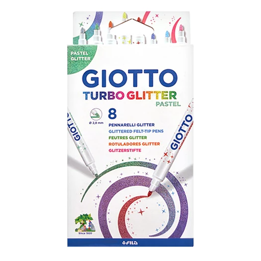 Filctoll GIOTTO Turbo Glitter csillámos pasztell 8db-os készlet