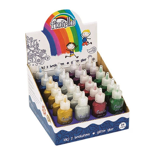 Ragasztó folyékony display FIORELLO GR-BK20D24 glitteres 20ml 24 darabos vegyes színek