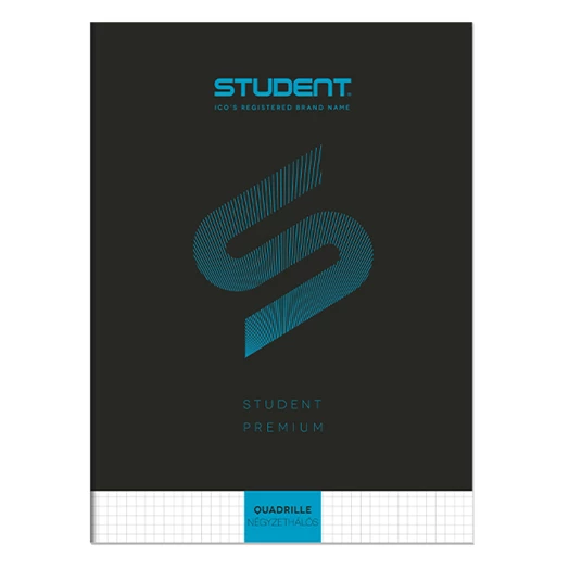 Füzet kockás ICO Student Black Prémium A/4 80 lapos
