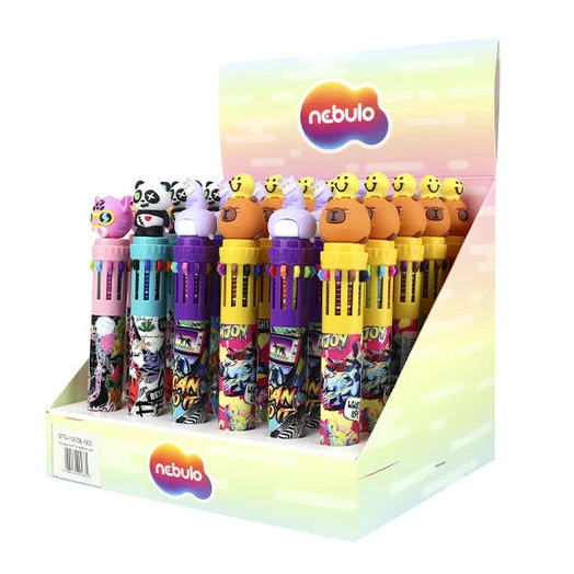 Golyóstoll NEBULO 0,7 mm 10 színű Funny Animals