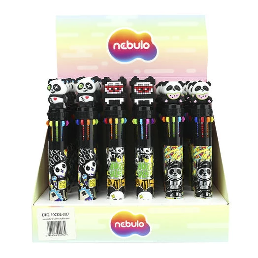 Golyóstoll NEBULO 0,7 mm 10 színű Panda