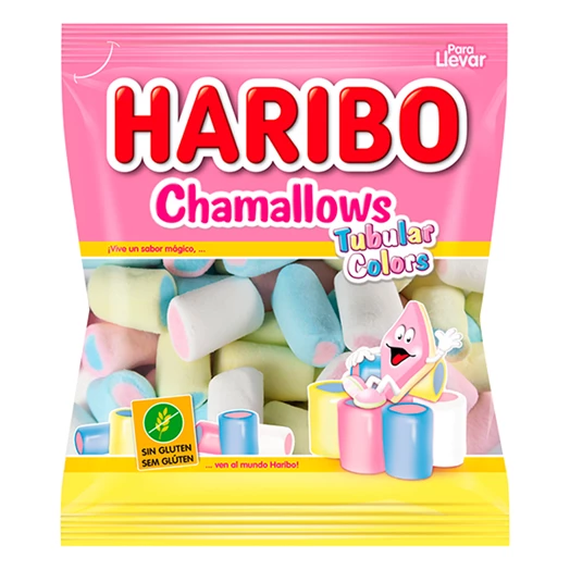 Gumicukor HARIBO Chamallows Tubular Colors gluténmentes 90g