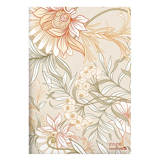 Határidőnapló LIZZY CARD B/5 heti szivacsos Beige flowers 2026.
