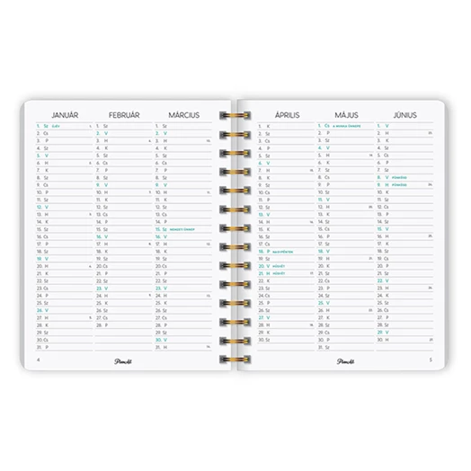 Határidőnapló PLANALL Classic Moment B/5 heti spirálos keményfedelű gumis 2025.