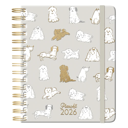 Határidőnapló PLANALL Midi B/6 heti spirálos keményfedelű gumis doggo 2026.