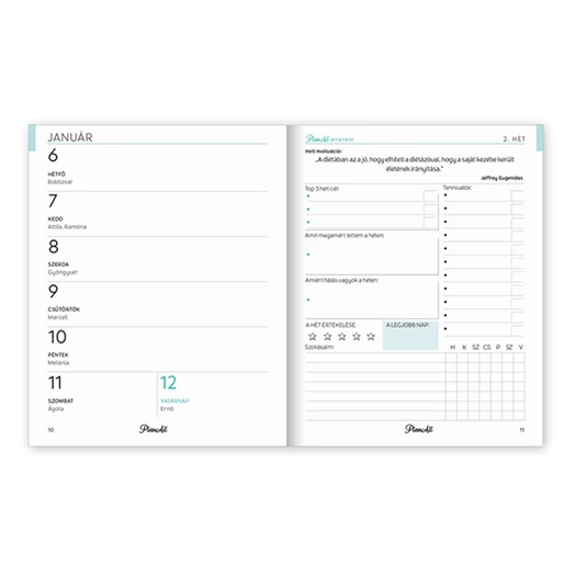 Határidőnapló PLANALL Mini Tiny Flow A/6 heti keményfedelű aranyozott 2025.