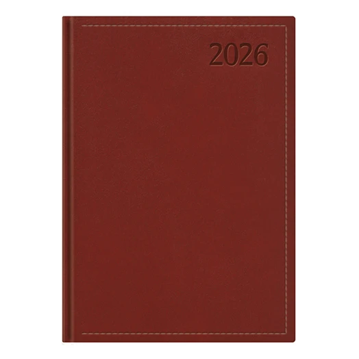 Határidőnapló TOPTIMER Traditional T022 B/6 napi fehér lapos bordó 2026.