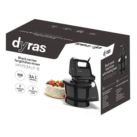 Konyhai robotgép DYRAS HM753ALP-B 300W 4 keverőszár fekete