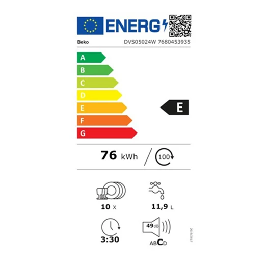 Mosogatógép BEKO 10 terítékes keskeny fehér