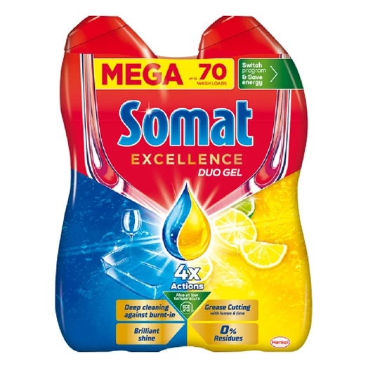 Mosogatógép gél SOMAT Gel Excelence duo 2 x 630 ml 70 mosás