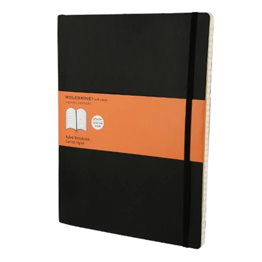 Notesz MOLESKINE QP621 "XL" vonalas puha fedeles fekete