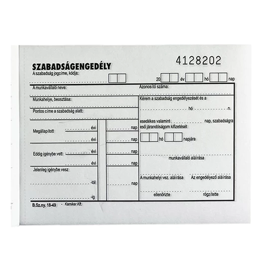 Nyomtatvány szabadságengedély VECTRA-LINE 50x2 vegykezelt