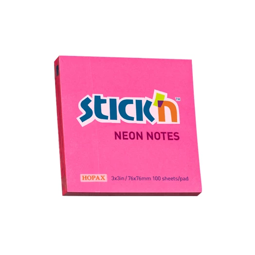 Öntapadó jegyzettömb STICK`N 76x76mm neon pink 100 lap