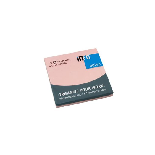 Öntapadós jegyzettömb GLOBAL Notes 5654-02 75x75mm pasztell pink 100 lapos