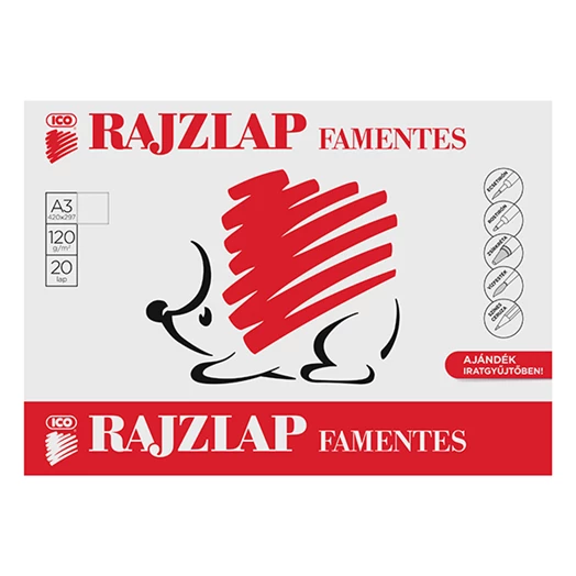 Rajzlap ICO Süni A/3 120 g famentes 20 íves