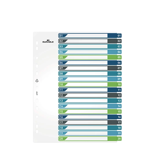 Regiszter DURABLE műanyag A/4 maxi 1-20 színes