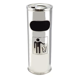Szemetes hamutartóval kültéri fém inox 25x58cm