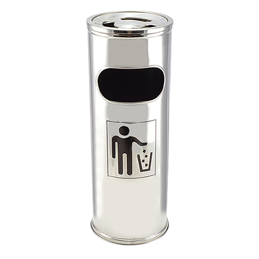 Szemetes hamutartóval kültéri fém inox 25x58cm