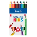 Színes ceruza ICO Creative Kids háromszögletű vastag festett 12 darabos