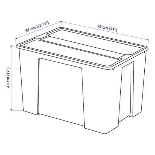 Tárolódoboz műanyag tetővel áttetsző 78x56x43cm 130  literes