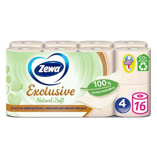 Toalettpapír ZEWA Exclusive 4 rétegű 16 tekercses Natural Soft