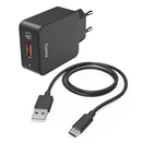 Töltő HAMA QC 3.0 USB-C 19,5W fekete