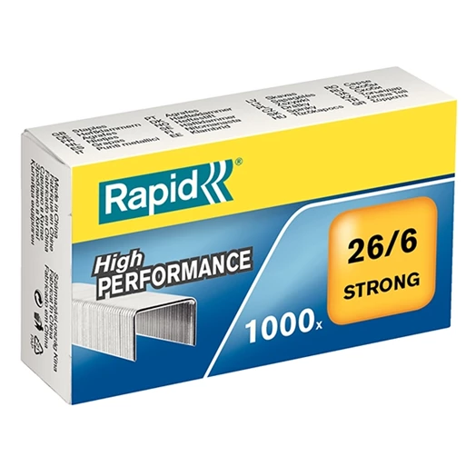 Tűzőkapocs RAPID Strong 26/6 horganyzott 1000 darabos