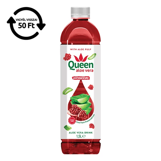 Üdítőital szénsavmentes QUEEN Aloe Vera Gránátalma 1,5L DRS