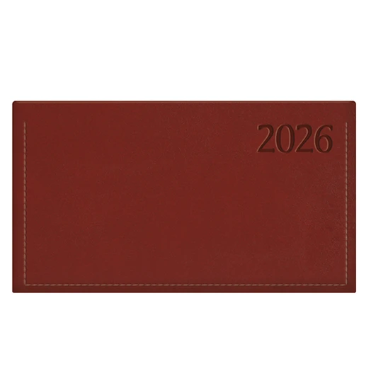 Zsebnaptár TOPTIMER Traditional T030 fekvő fehér lapos bordó 2026.