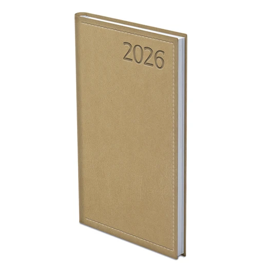 Zsebnaptár TOPTIMER Traditional T035 álló fehér lapos bézs 2026.