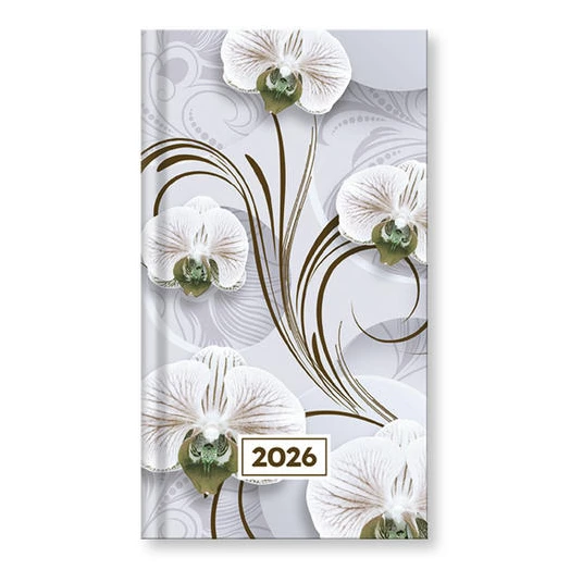 Zsebnaptár VECTRALINE álló fehér lapos vegyes mintás 2026.