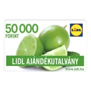 Ajándék LIDL vásárlási utalvány 50.000 Ft értékben