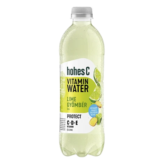Ásványvíz szénsavmentes HOHES C Vitamin Protect Lime-gyömbér 9% 0,5 L DRS