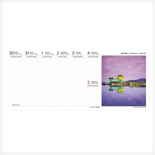Asztali naptár képes TOPTIMER T066 álló fehér lapos Csodálatos Világ 2025.