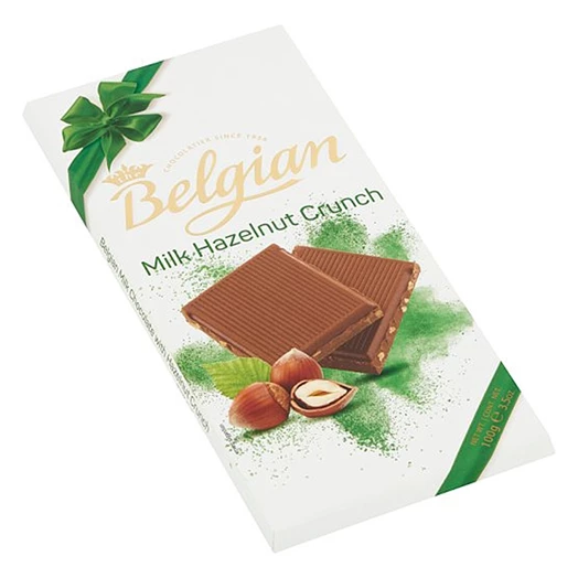 Csokoládé BELGIAN Milk Hazelnut Crunch mogyorós tejcsokoládé 100g