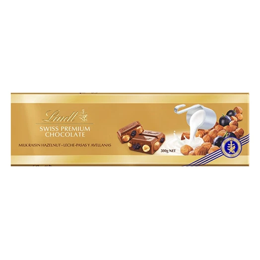 Csokoládé LINDT Gold Traube-nuss mogyorós-mazsolás tejcsokoládé 300g