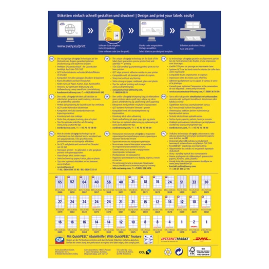 Etikett AVERY 3425 105x57mm univerzális 1000 címke/doboz 100 ív/doboz