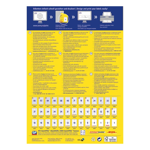 Etikett AVERY 3426 105x70 mm fehér univerzális 800 címke/doboz 100 ív/doboz