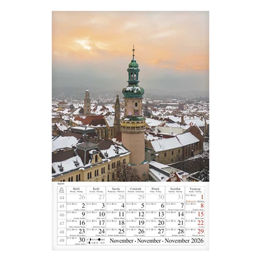 Falinaptár CSG 210x320mm álló Magyar városok 2026.