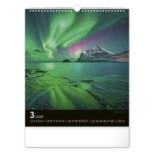 Falinaptár REALSYSTEM 300x340mm álló Aurora Borealis 2026.