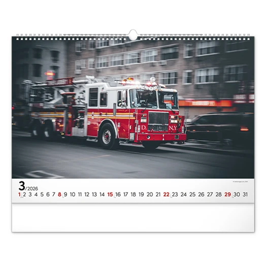 Falinaptár REALSYSTEM 480x330mm fekvő Fire trucks 2026.