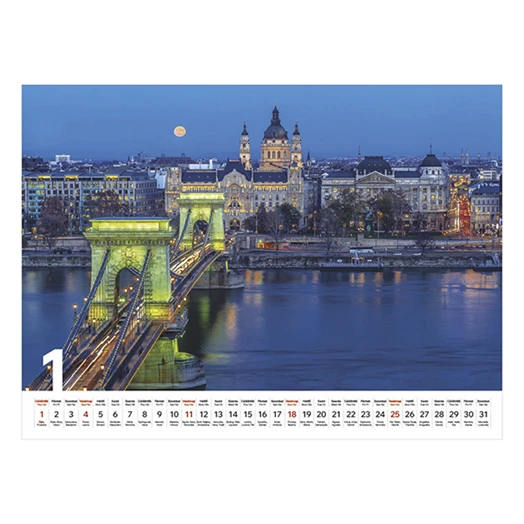Falinaptár TOPTIMER T093 420x310mm fekvő Budapest 2026.