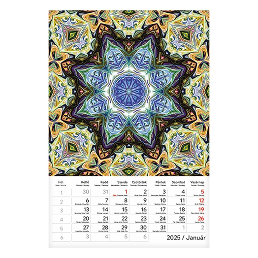 Falinaptár TOPTIMER T094 220x330mm álló Mandala 2025.