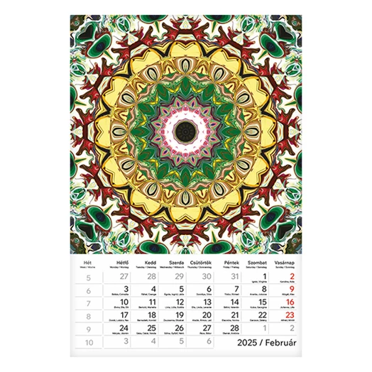 Falinaptár TOPTIMER T094 220x330mm álló Mandala 2025.